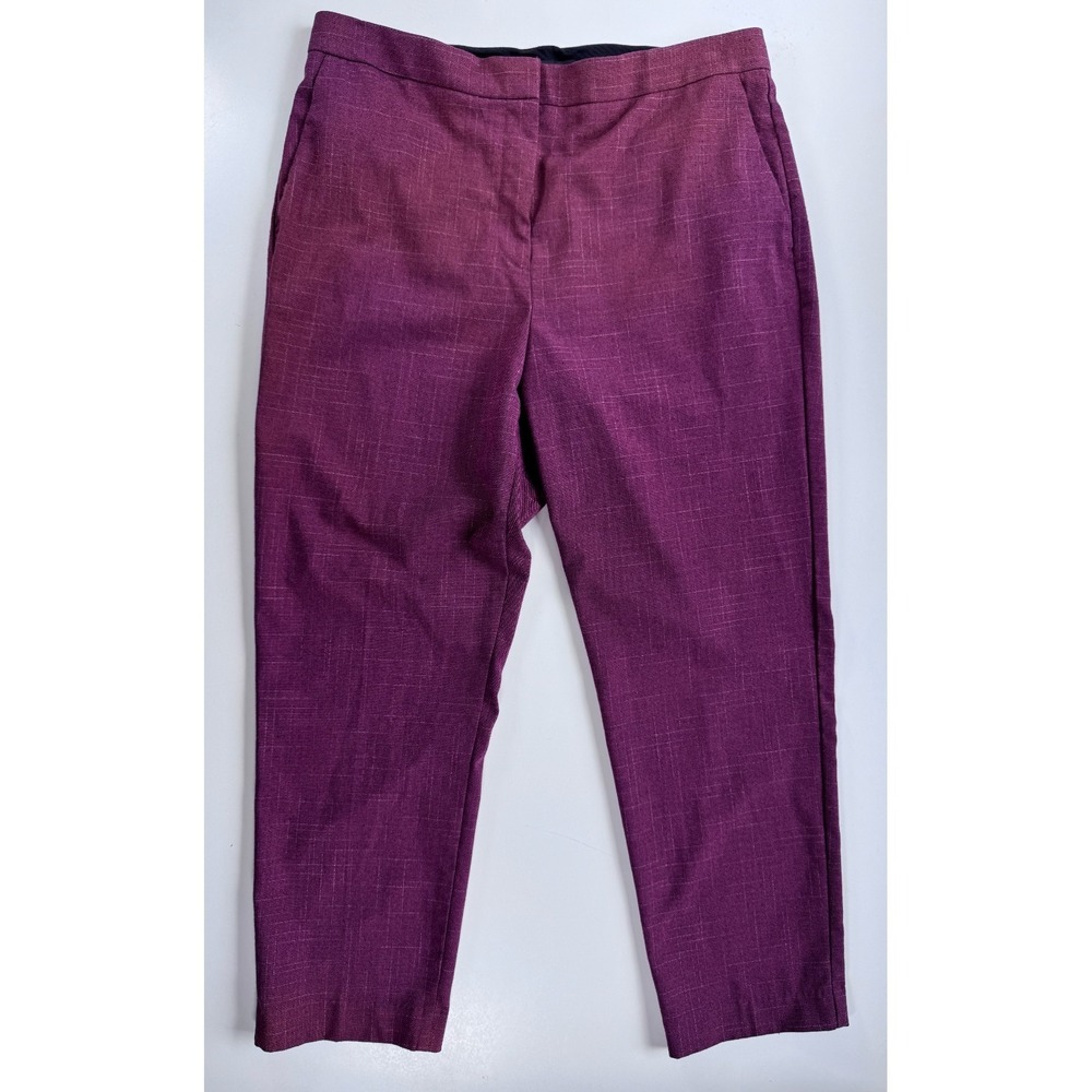 ANN TAYLOR Curvy Fit Chino Dress Pant‎ Womens 12 Red Subtle Line Pattern Pockets